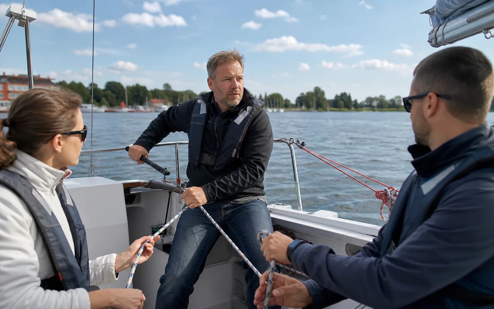 załoga ćwicząca manewry pod okiem instruktora